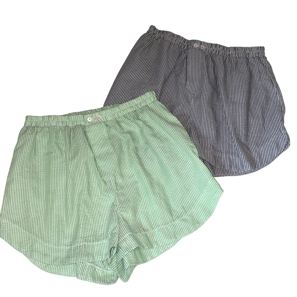 Free People Seersucker Cloud Nine Boxer Shorts MED Set of 2 Excellent Striped